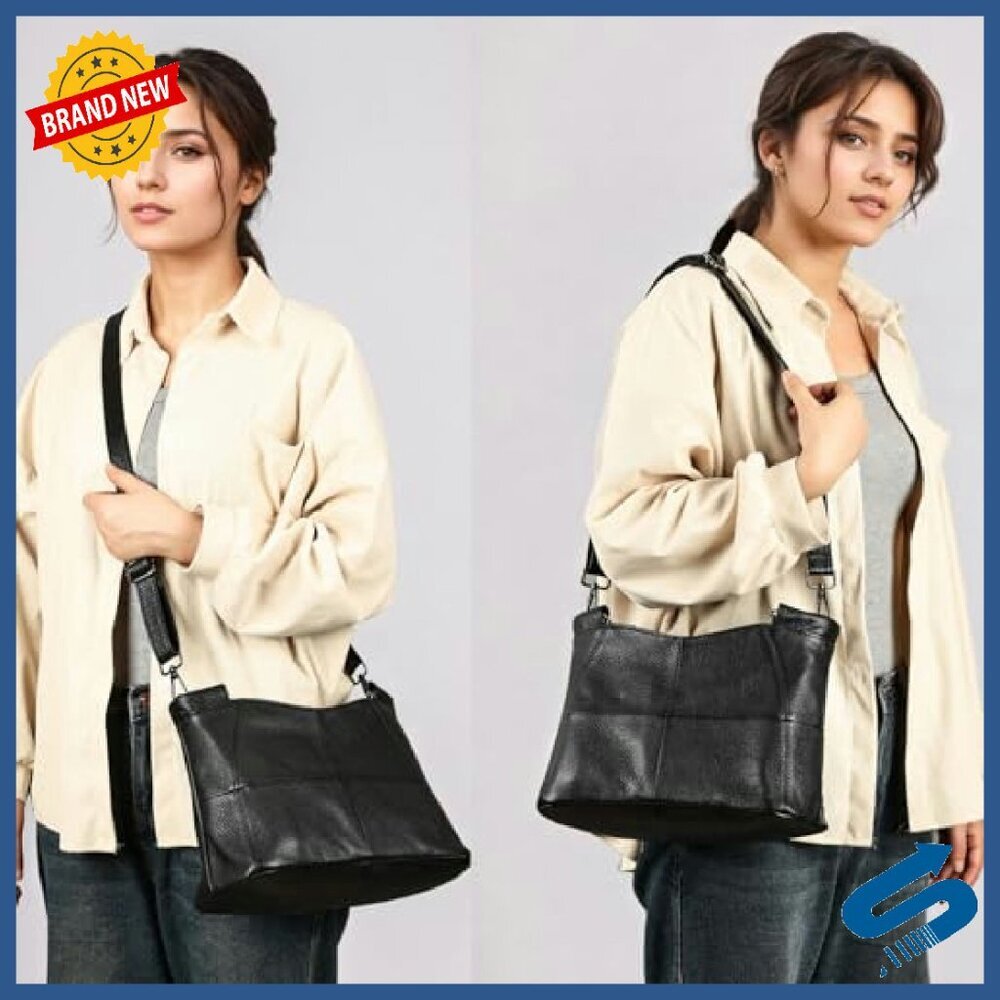 Genuine Leather Tote Bag Adjustable Crossbody Shoulder Satchel Hobo - Picture 4 of 8